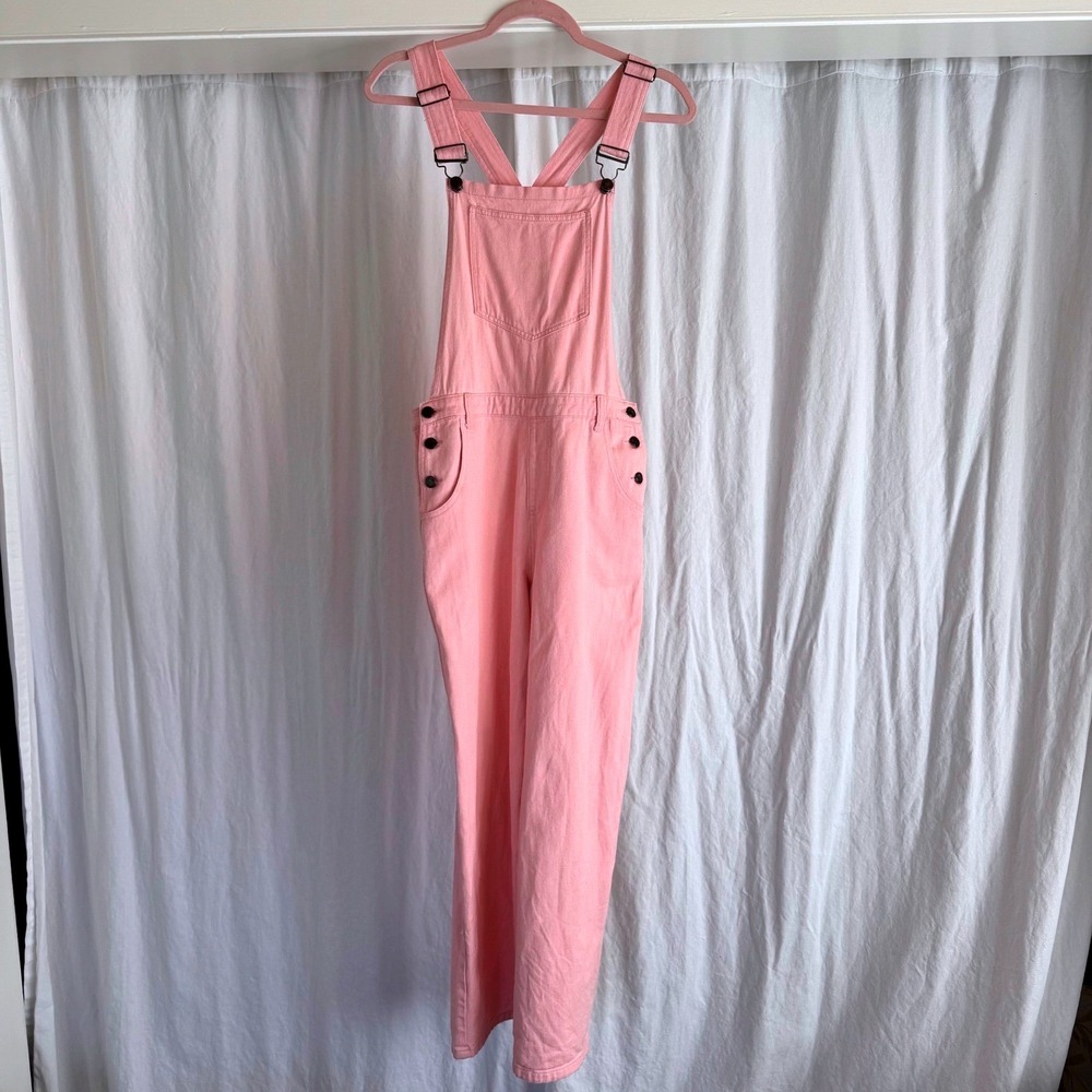 Lazy Oaf Pink Denim Overalls Eyes Logo Pastel Cotton Dungarees Womens Small